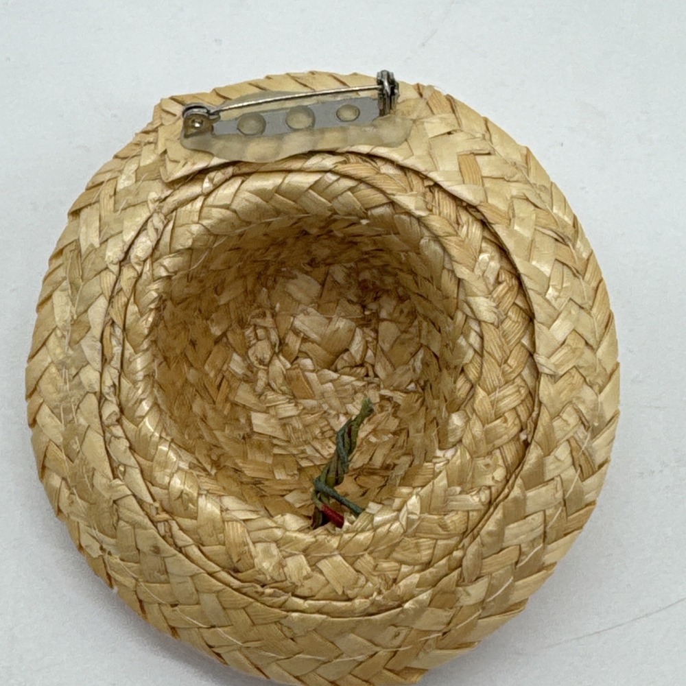 Country‎ Straw Hat Pin Brooch Adorned With Fruit 3 1/2" - Picture 4 of 4